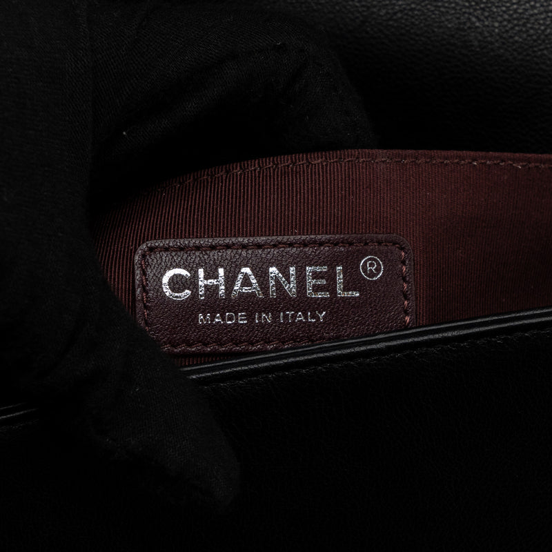 Chanel medium boy bag calfskin black ruthenium hardware