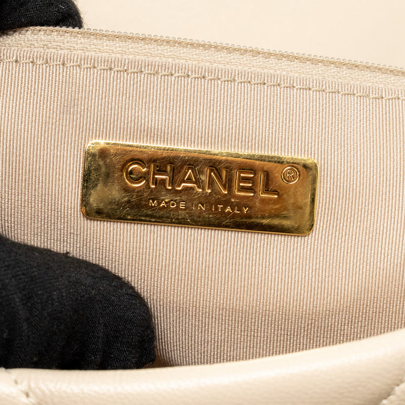 Chanel Maxi 19 Bag goatskin beige multicolor hardware