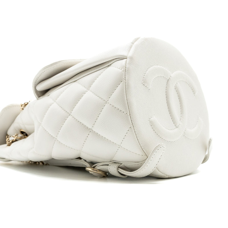 Chanel 22s mini backpack Grained calfskin white LGHW(Microchip)