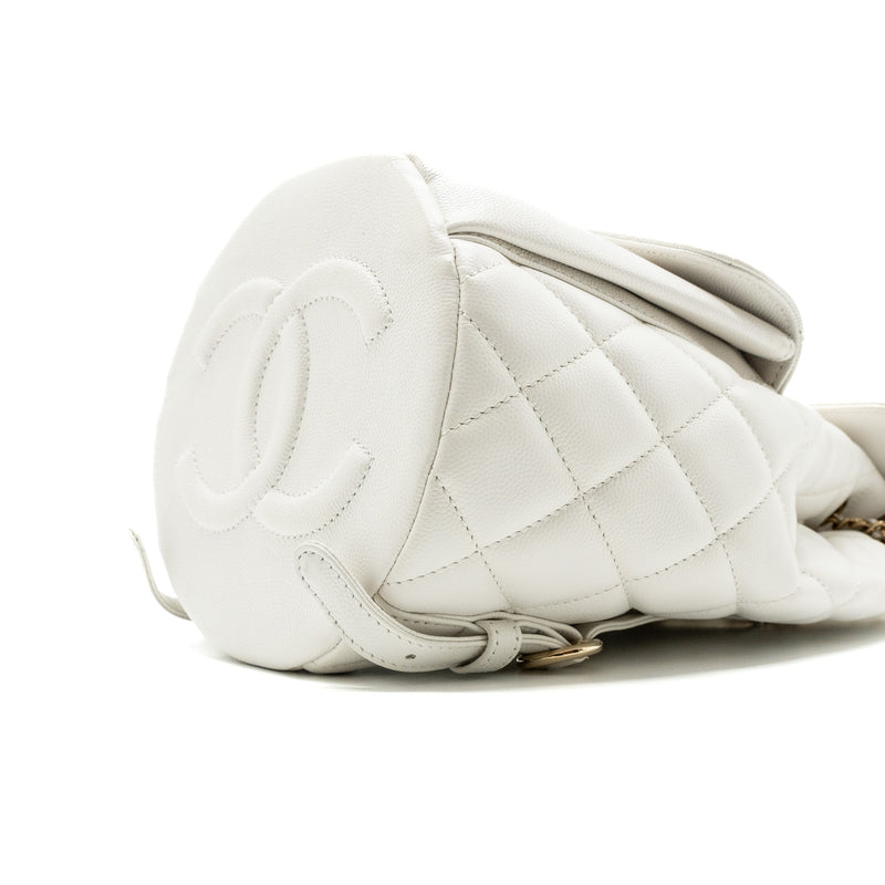 Chanel 22s mini backpack Grained calfskin white LGHW(Microchip)