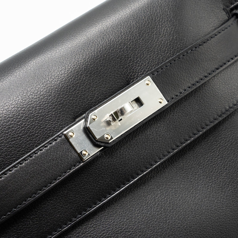 Hermes kelly messanger PM bag evergrain black SHW stamp B
