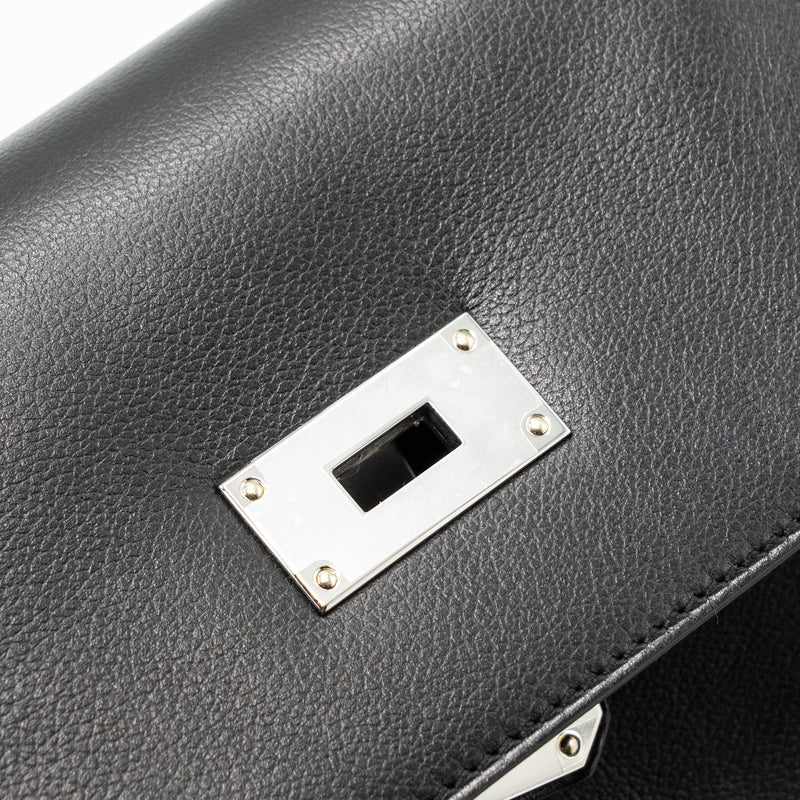 Hermes kelly messanger PM bag evergrain black SHW stamp B