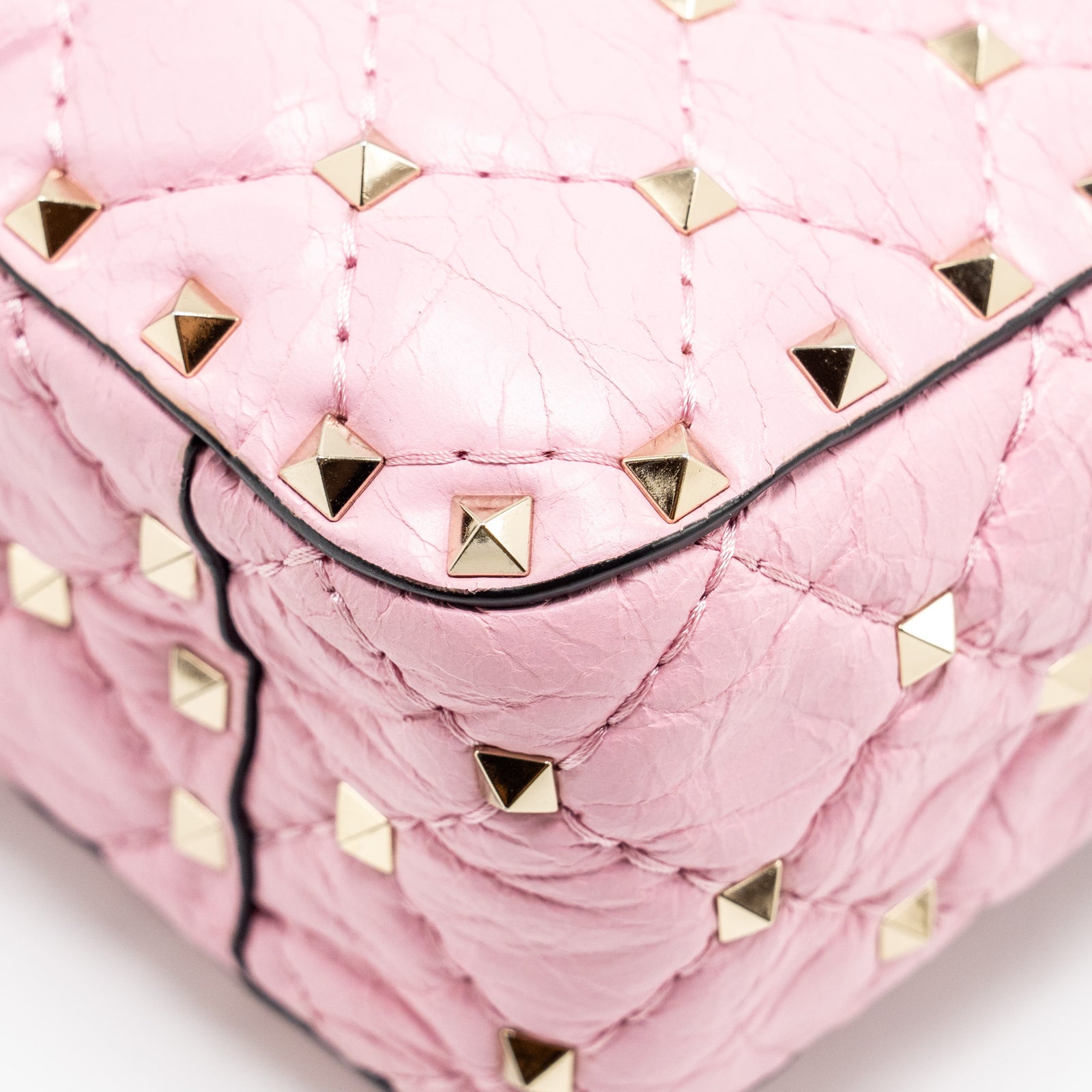 【関税&送料込】Valentino Garavani Light Pink Leather Mini H Valentino Light Pink Leather Rockstud Flap Wallet on Chain