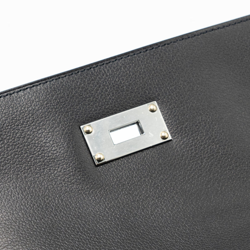 Hermes kelly messanger PM bag evergrain black SHW stamp B