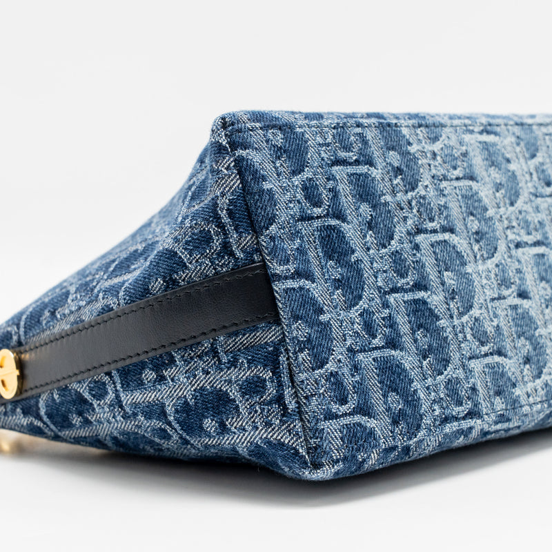 Dior DiorStar Oblique Hobo Bag Denim Blue GHW