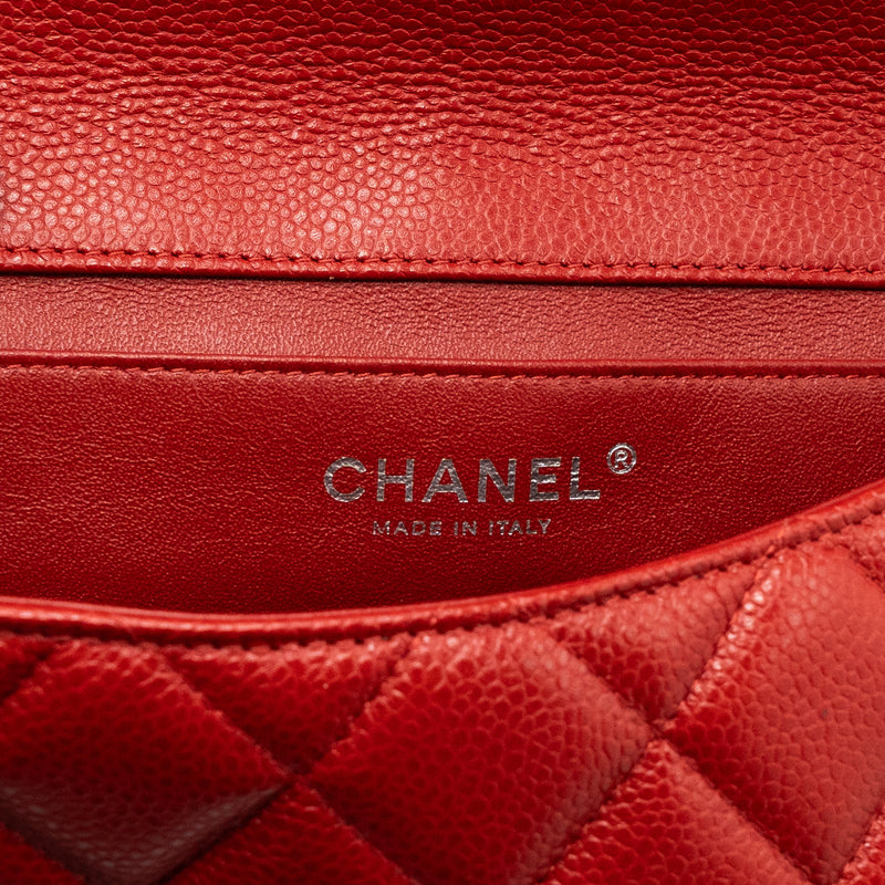 Chanel Timeless Flap Clutch With Chain Caviar Red SHW