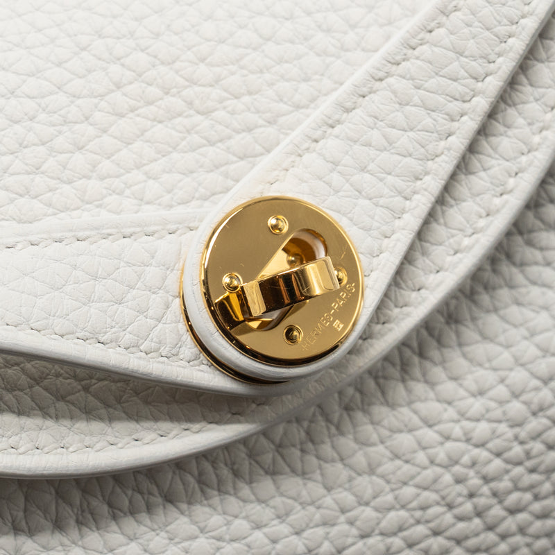 Hermes Mini Lindy II Clemence New White GHW Stamp W
