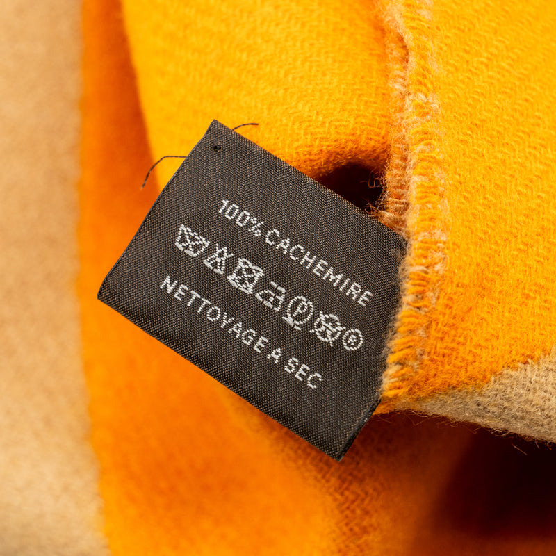 HERMES 30*140CM CASHMERE SCARF ORANGE/CAMEL