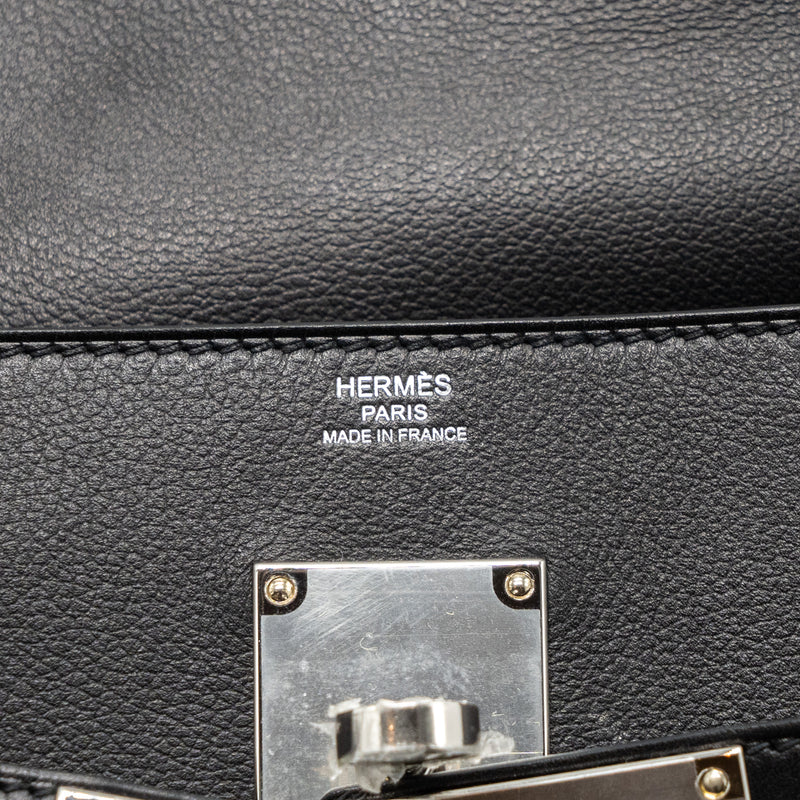 Hermes kelly messanger PM bag evergrain black SHW stamp B