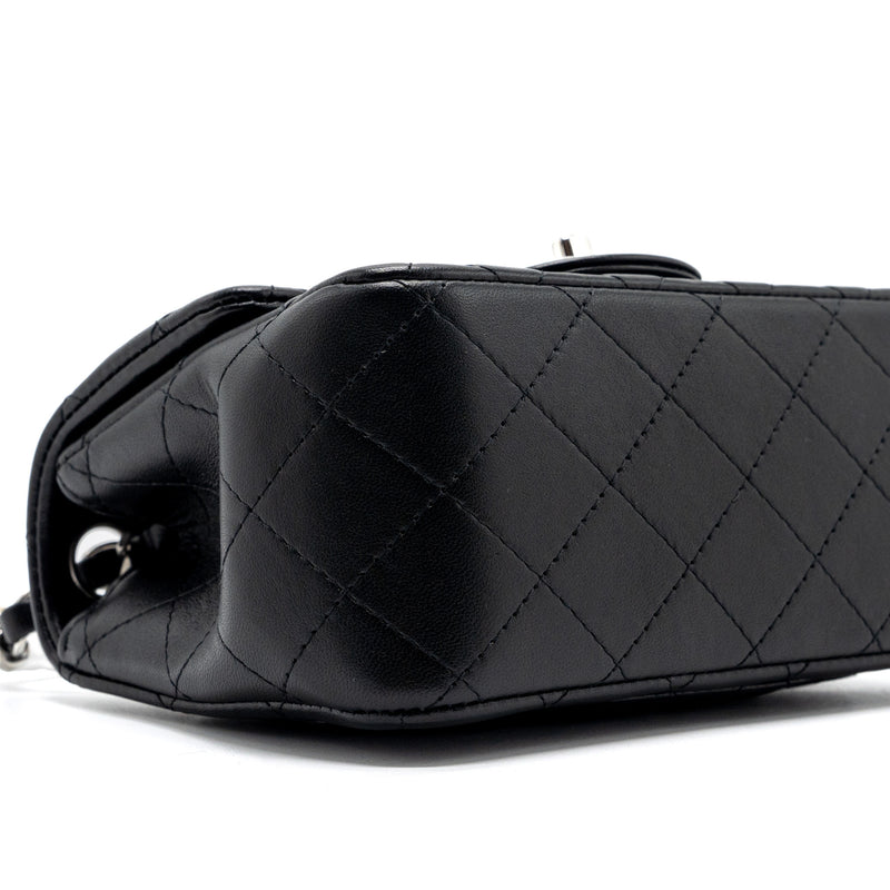 Chanel mini square flap bag lambskin black SHW (microchip)