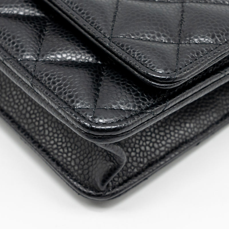 Chanel classic wallet on chain caviar black SHW (microchip)