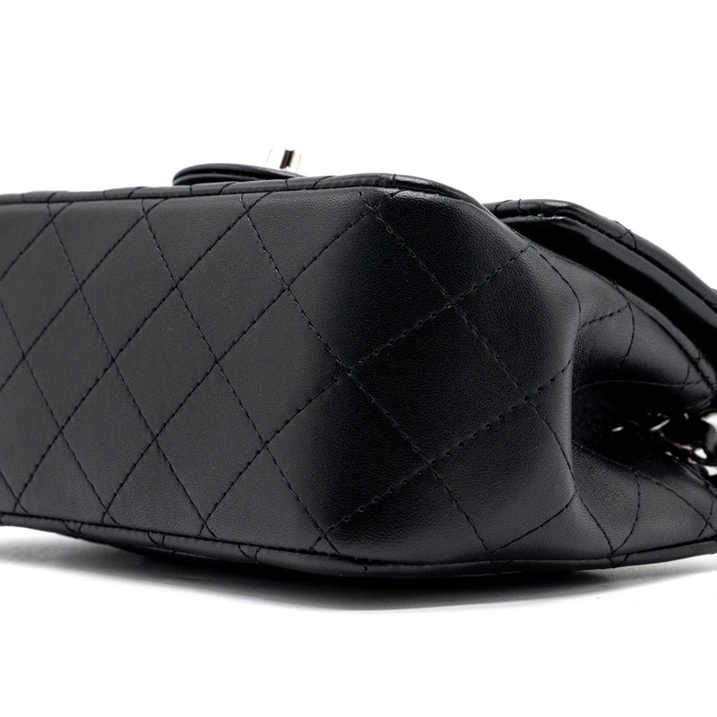 Chanel mini square flap bag lambskin black SHW (microchip)
