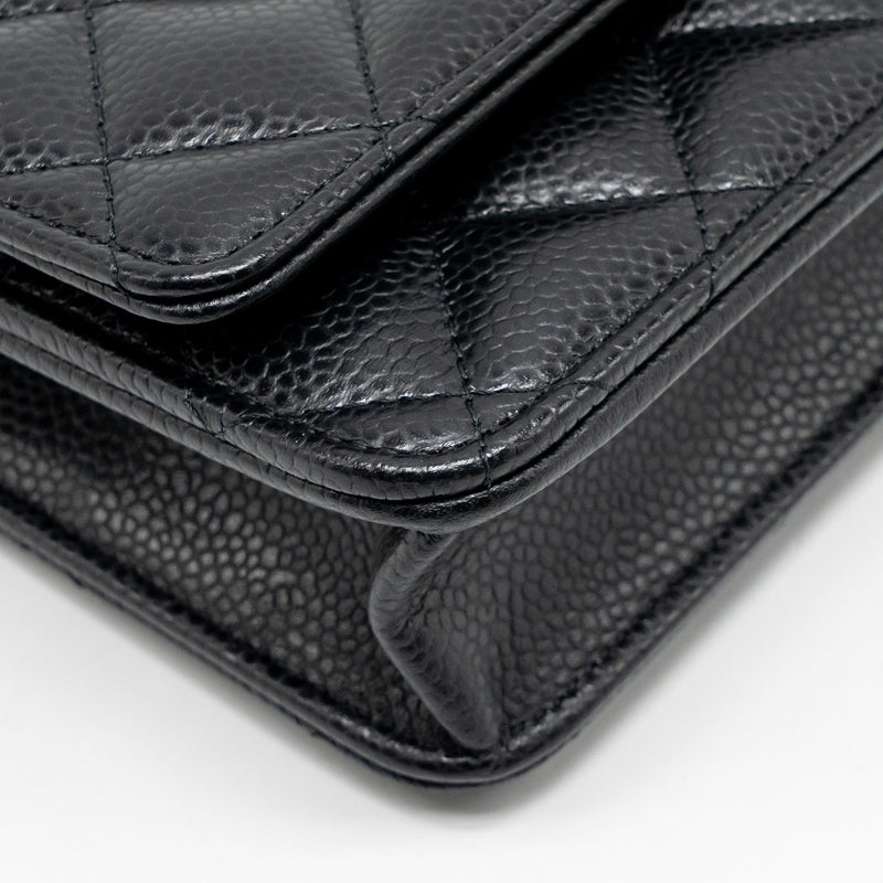 Chanel classic wallet on chain caviar black SHW (microchip)