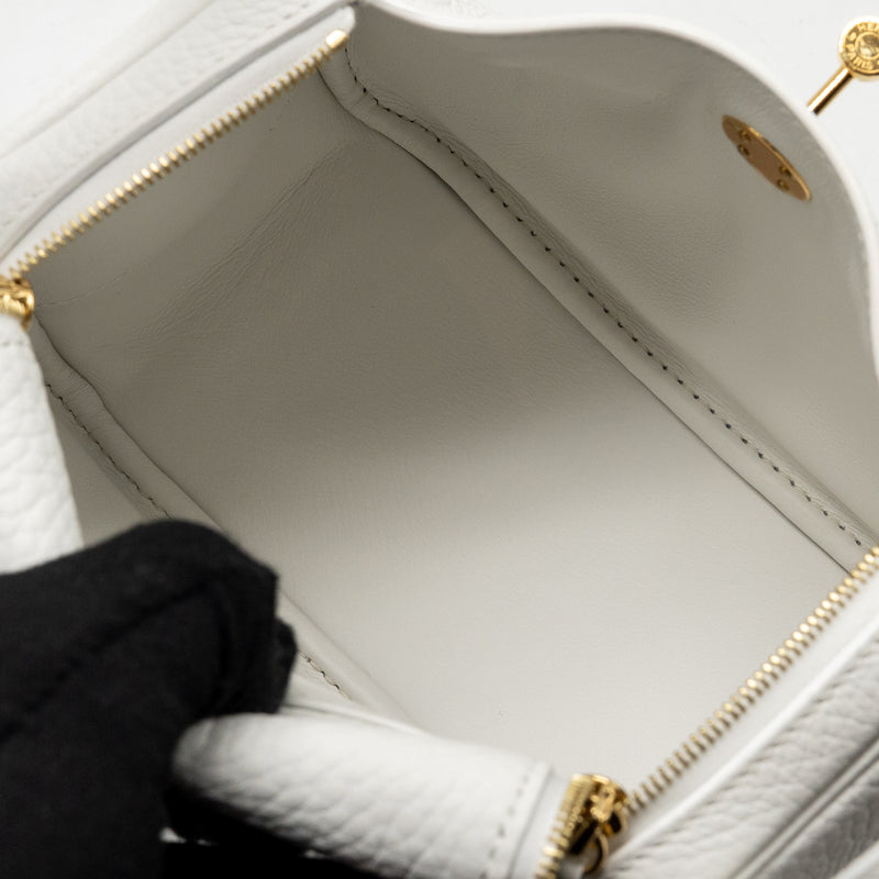 Hermes Mini Lindy II Clemence New White GHW Stamp W