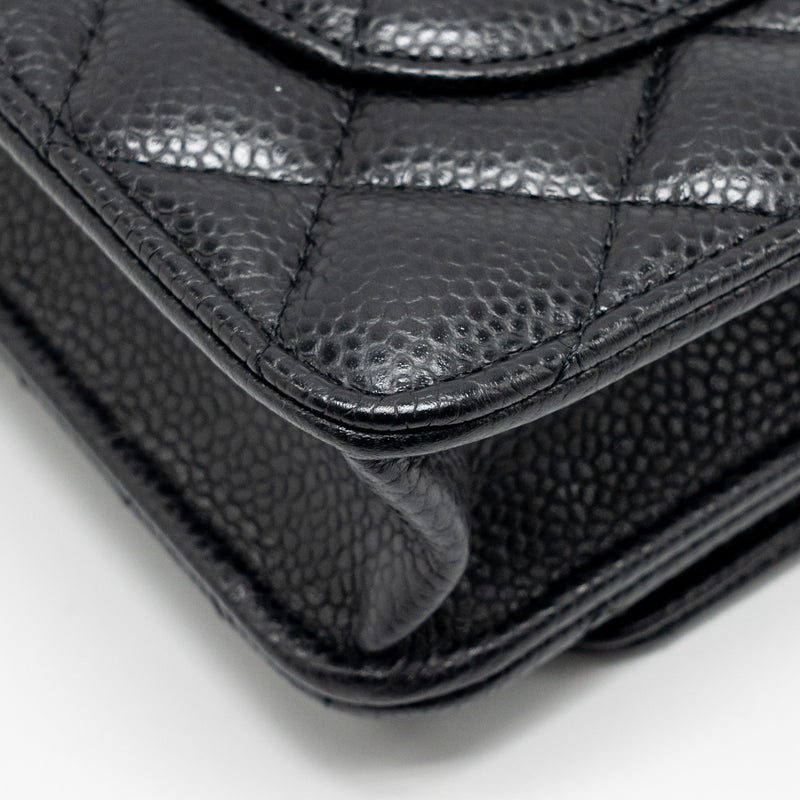 Chanel classic wallet on chain caviar black SHW (microchip)