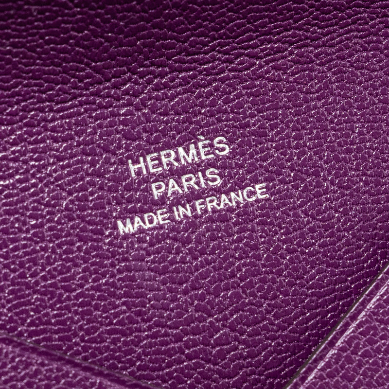 Hermes calvi card holder chevre chamkila anemone SHW stamp Y