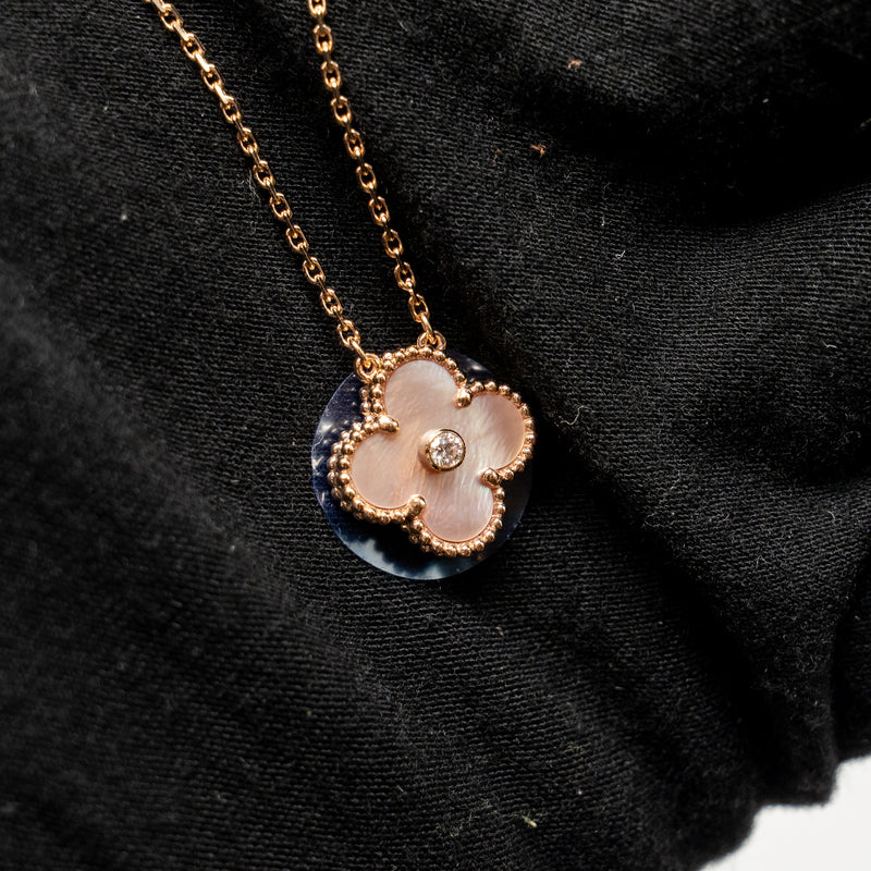 Van Cleef & Arpels 2025 Holiday Pendant Pink Mother of Pearl, Rose Gold, Diamond