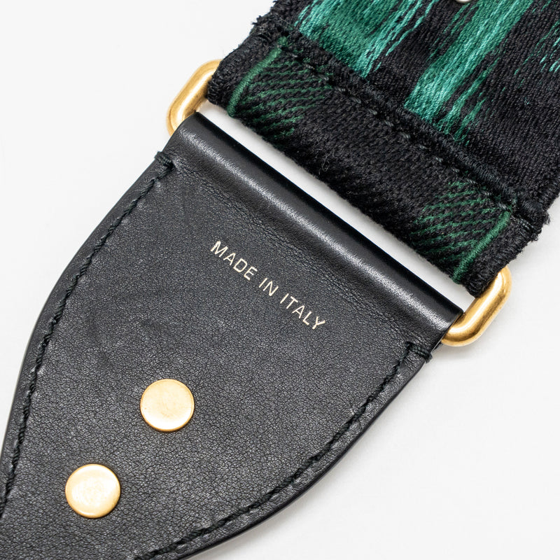 Dior Miscellaneous Studded Shoulder Strap Canvas/Leather Green/Black with Multicolour Hardware