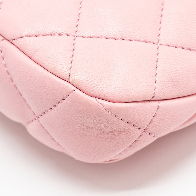 Chanel 22K Hobo Bag with Logo Chain Lambskin Pink GHW (Microchip)