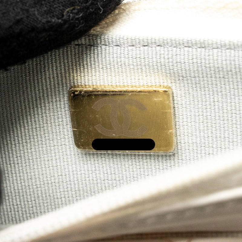 Chanel Top handle wallet with chain calfskin white GHW (microchip)