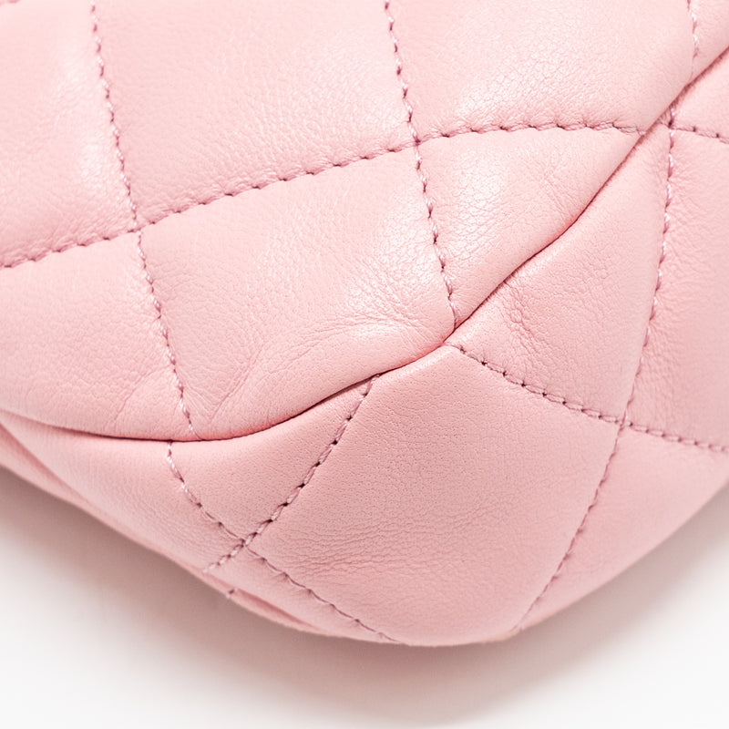 Chanel 22K Hobo Bag with Logo Chain Lambskin Pink GHW (Microchip)