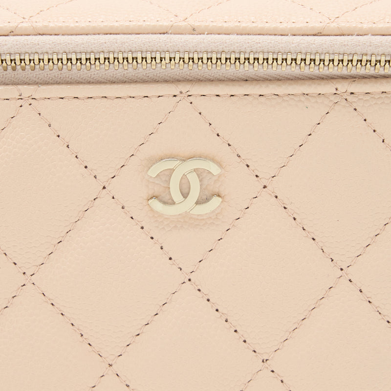 Chanel Long Vanity Case Caviar Light Beige LGHW