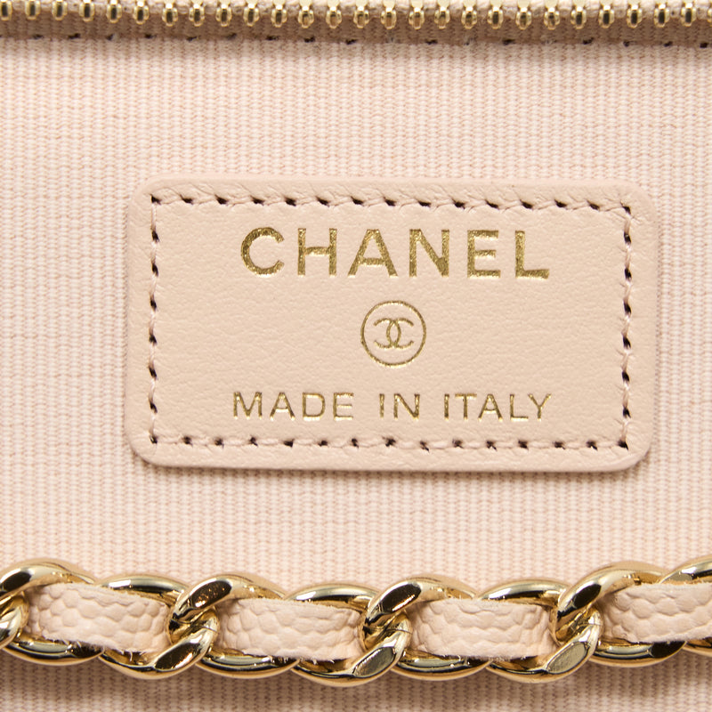 Chanel Long Vanity Case Caviar Light Beige LGHW
