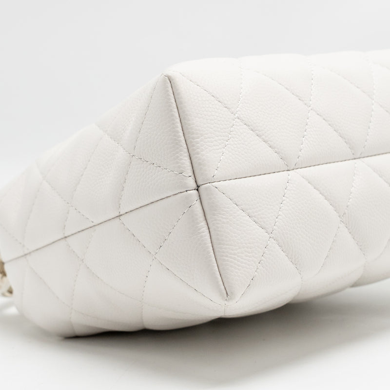 Chanel 25S Coco Crush Handle Bag Caviar White LGHW (Microchip)