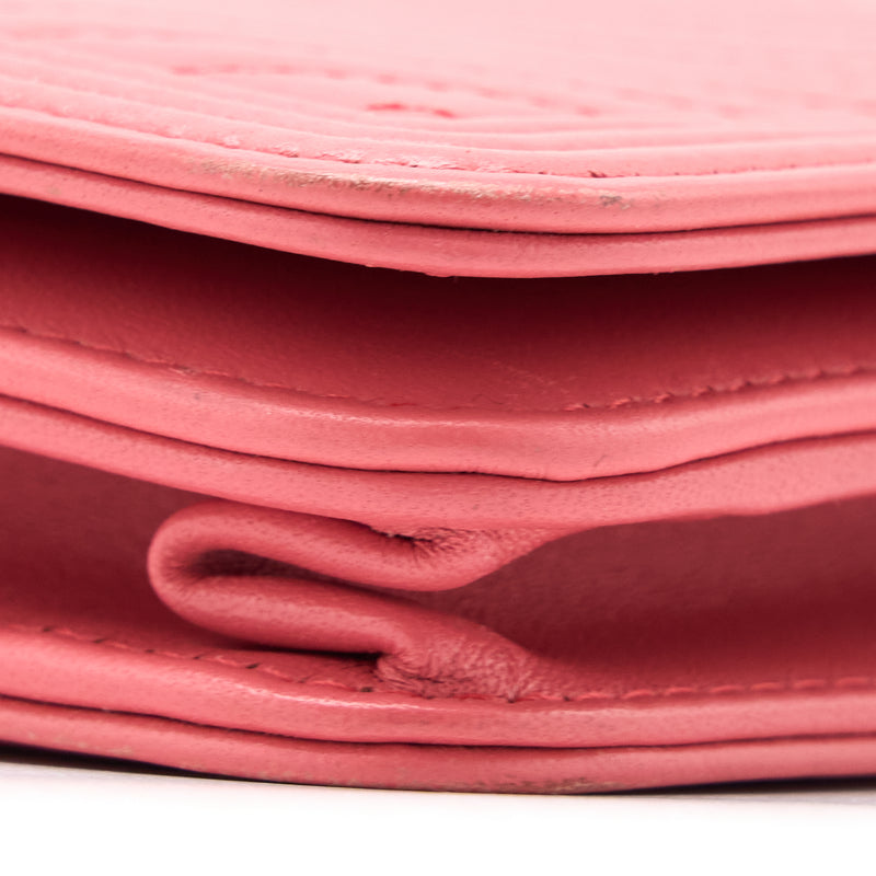 Chanel Boy Wallet On Chain Chevron Calfskin Pink LGHW