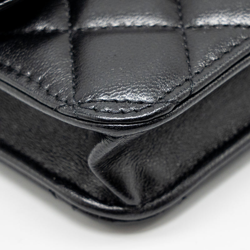 Chanel Top Handle Mini Flap Bag Lambskin Black LGHW