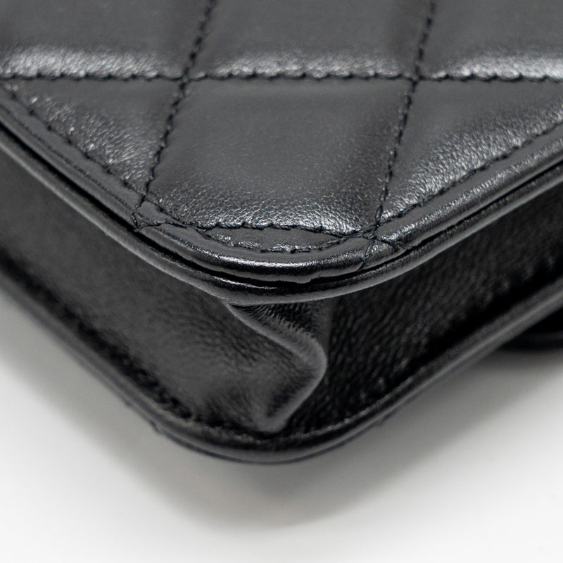 Chanel Top Handle Mini Flap Bag Lambskin Black LGHW