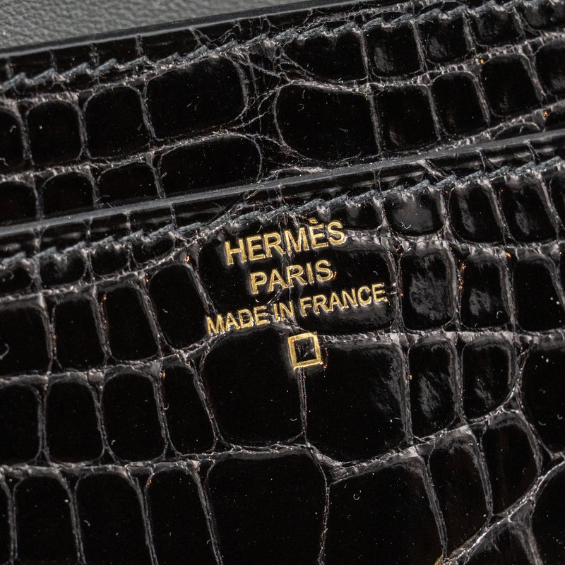 HERMES Constance To Go Alligator Mississippiensis Black with black Hardware Stamp Z