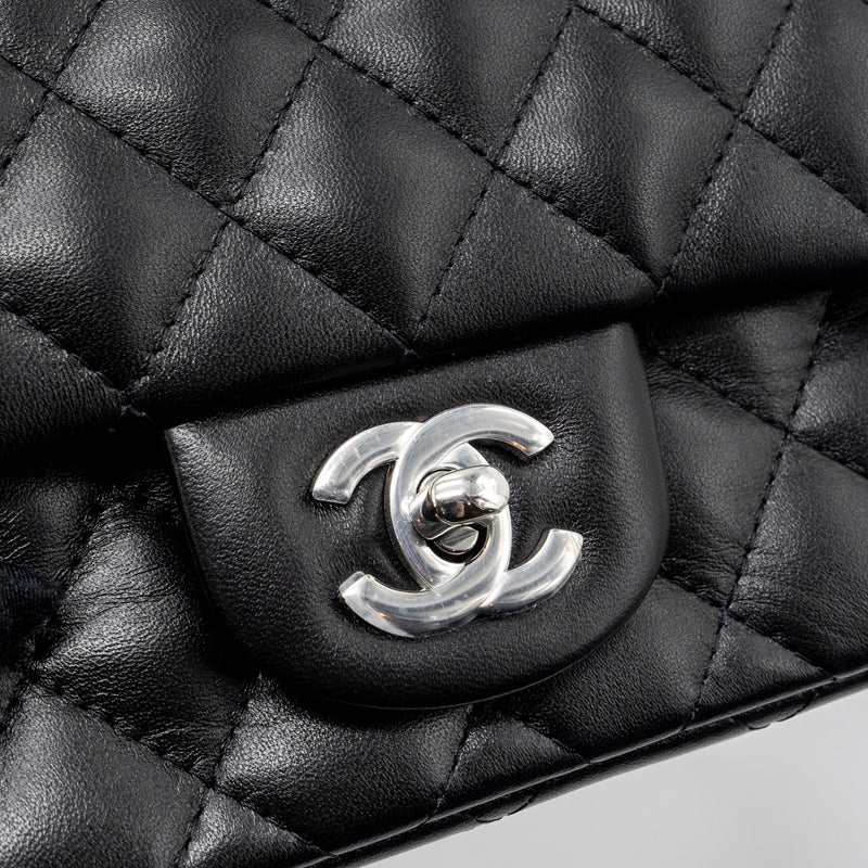 Chanel mini square flap bag lambskin black SHW (microchip)