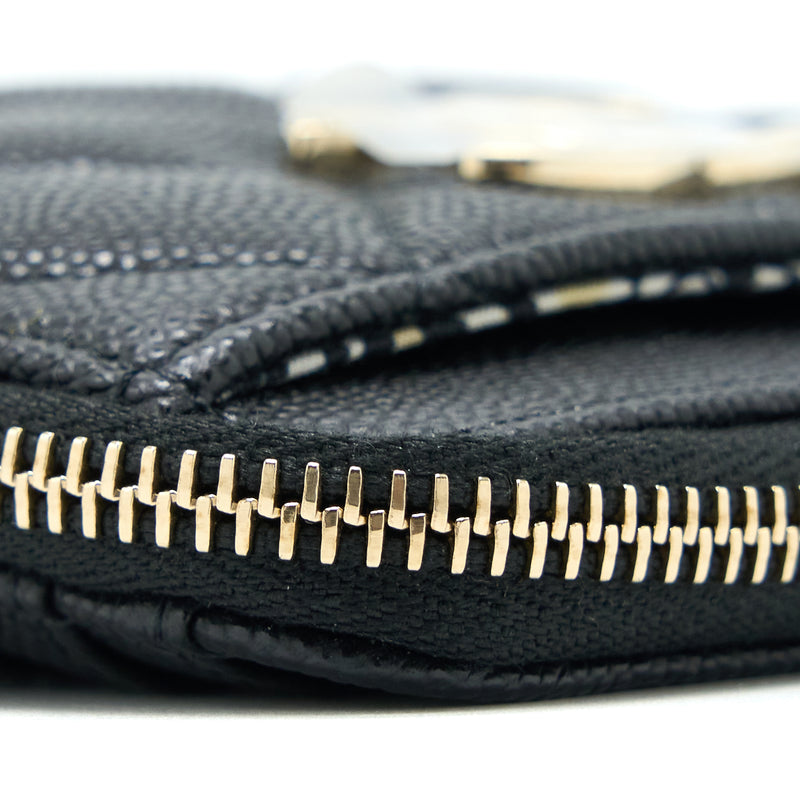 Chanel 23C Zipped Coin Purse Caviar Black LGHW (Microchip)