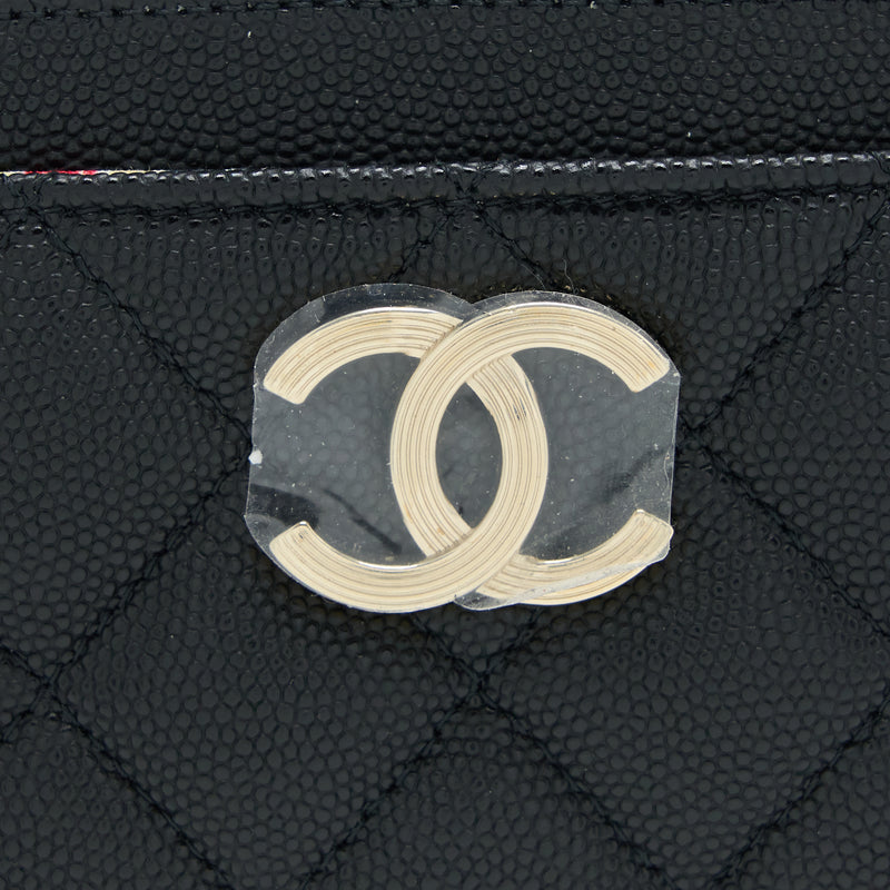 Chanel 23C Zipper Card Holder Caviar Black LGHW (Microchip)