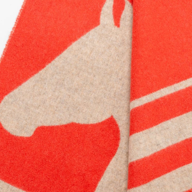 Hermes Casaque Love Story Muffler Cashmere Red / Beige Chine
