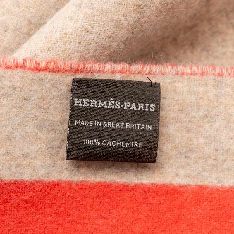 Hermes Casaque Love Story Muffler Cashmere Red / Beige Chine