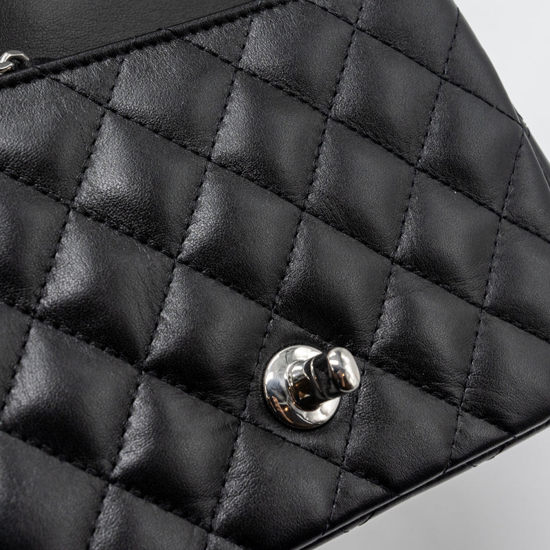 Chanel mini square flap bag lambskin black SHW (microchip)