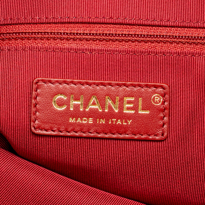 Chanel 20A Chain Frame CC Charm Shopping Tote Bag Lambskin Red LGHW