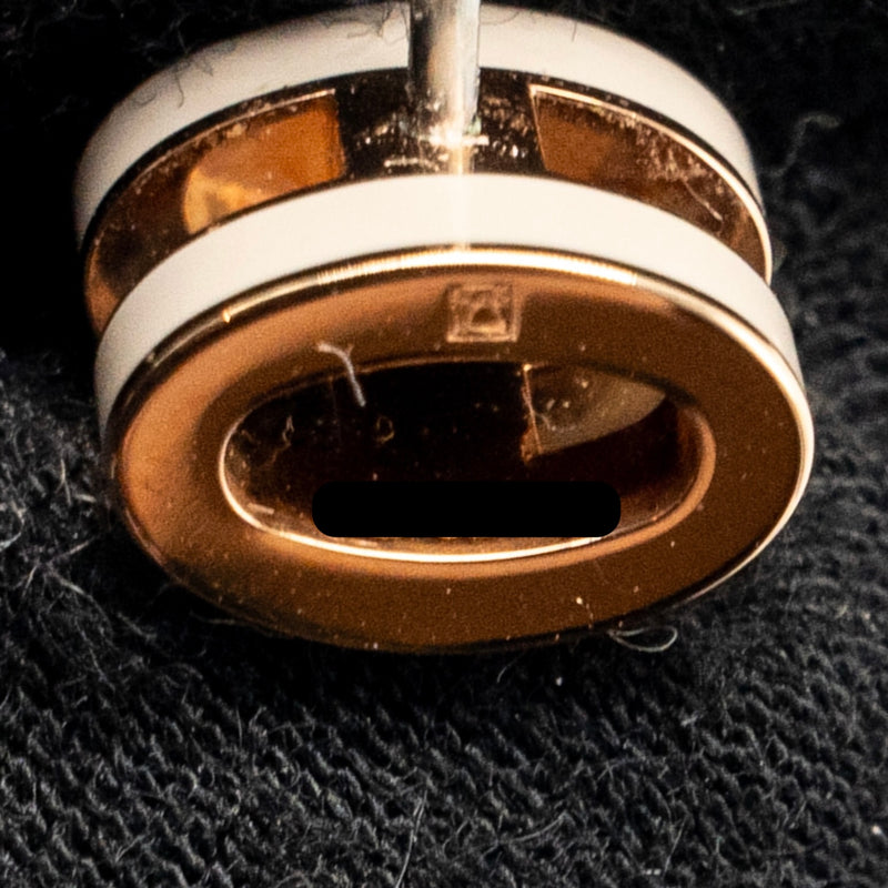 HERMES Mini Pop H Earrings Marron Glacé RGHW