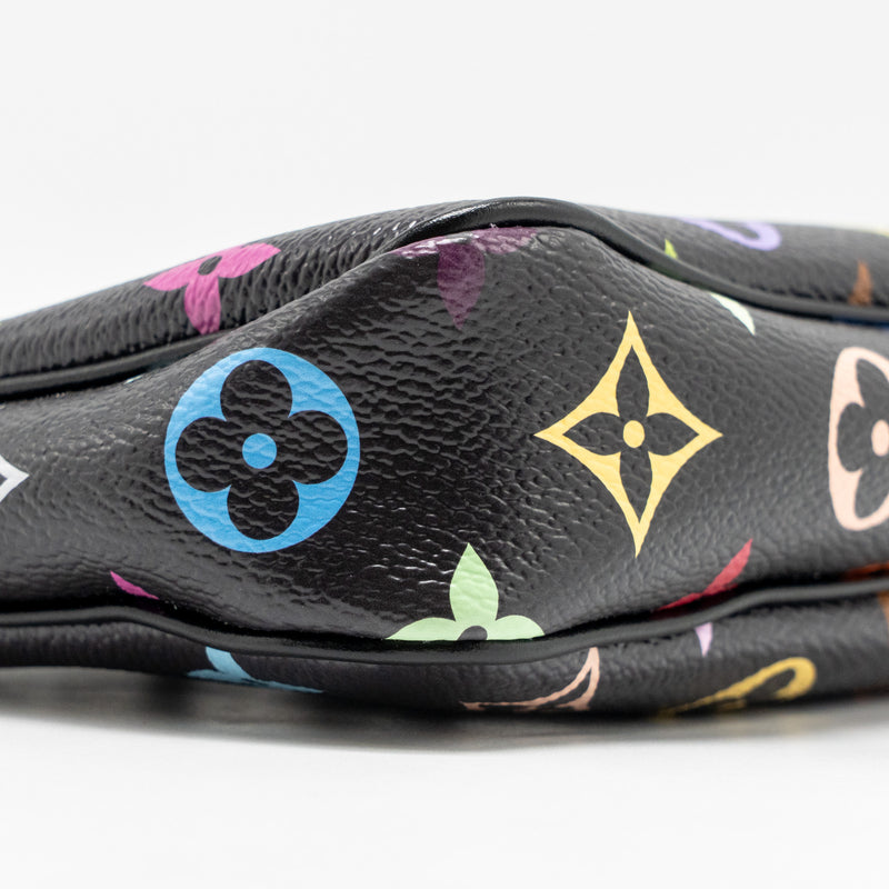 Louis Vuitton X Takashi Murakami Pochette Accessories Multicolour Monogram Canvas Black SHW