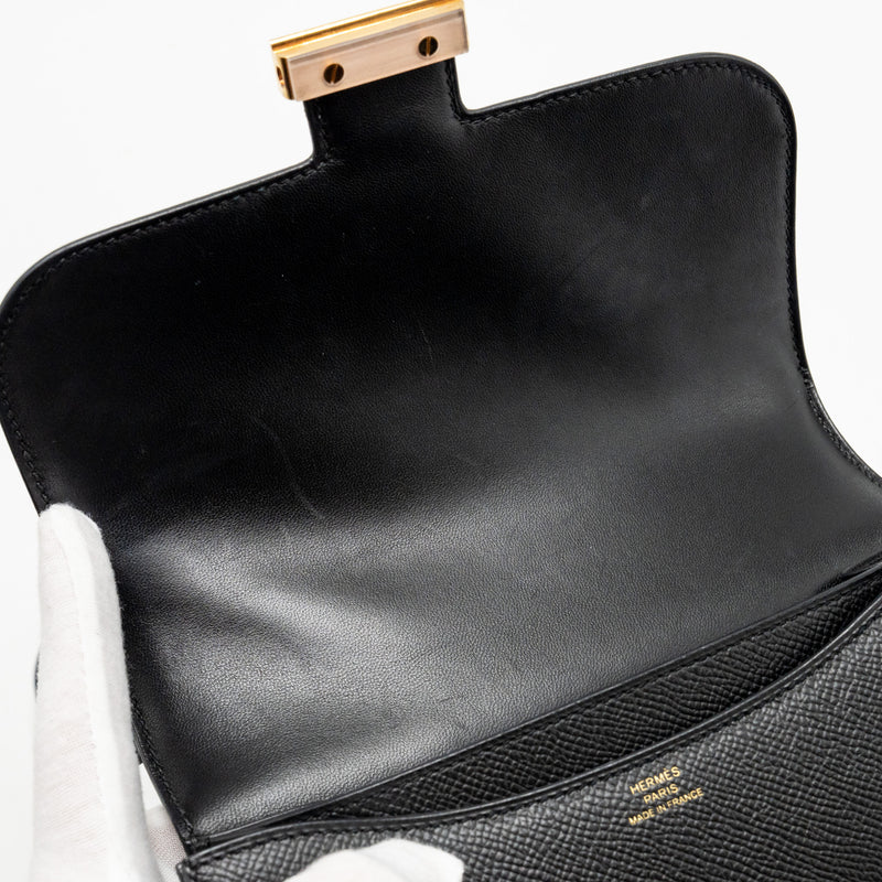 Hermes Mini Constance epsom black RGHW stamp Y