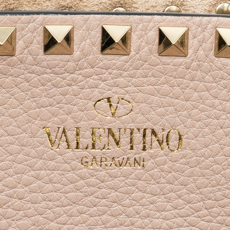 Valentino Large Rockstud Tote Calfskin Pale Pink LGHW