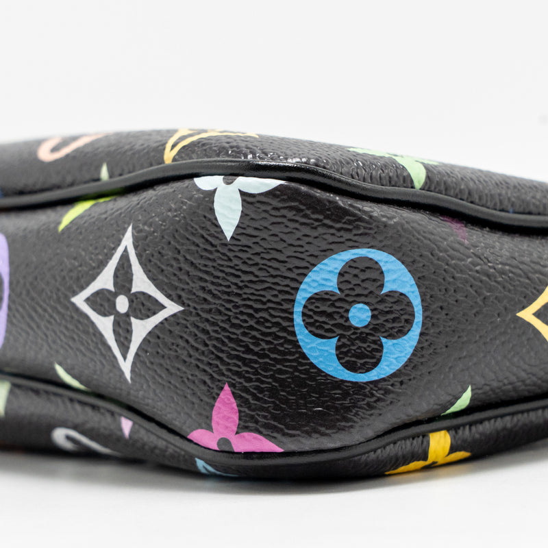 Louis Vuitton X Takashi Murakami Pochette Accessories Multicolour Monogram Canvas Black SHW