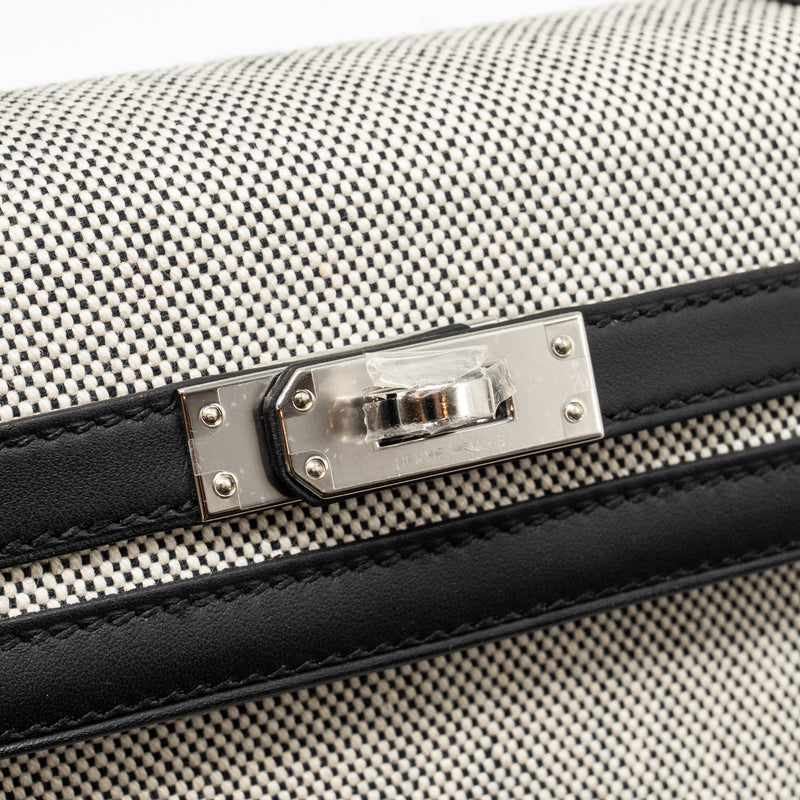 Hermes Kelly 25 Sellier Toile H/Swift Ecru-Black/Black SHW Stamp K