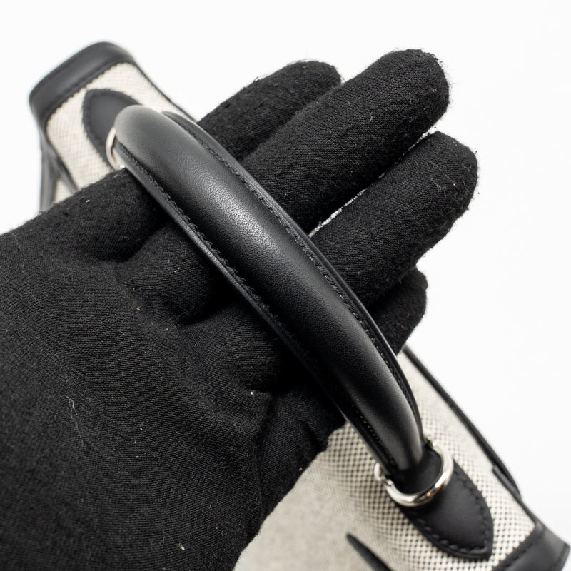 Hermes Kelly 25 Sellier Toile H/Swift Ecru-Black/Black SHW Stamp K