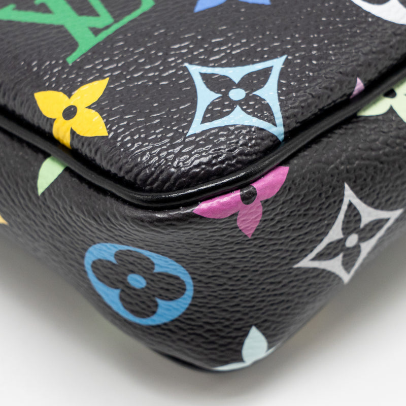 Louis Vuitton X Takashi Murakami Pochette Accessories Multicolour Monogram Canvas Black SHW