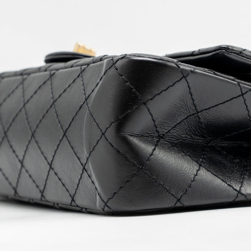 Chanel small 2.55 reissue flap bag Aged calfskin BLACK GHW
