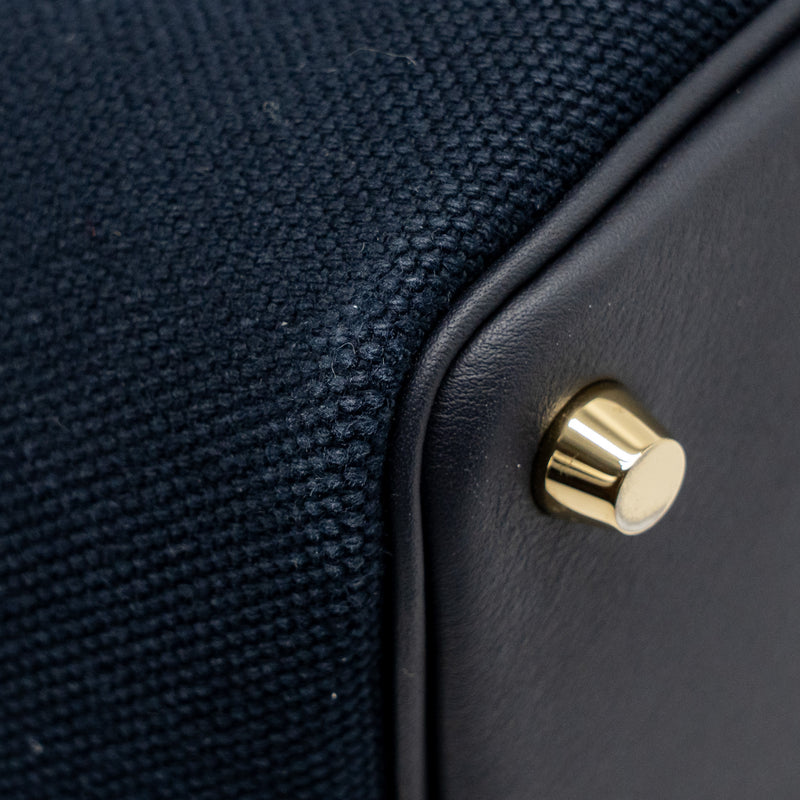 Hermes Cargo Picotin 18 Lock Bag Canvas/Swift Bleu Marine/Black GHW Stamp U
