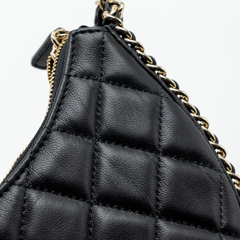 Chanel Small Moon Hobo Bag Lambskin Black LGHW (Microchip)